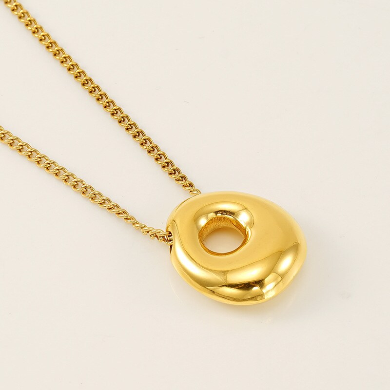 Gold color / 1 Piece Simple Series Daily Letter O Titanium Steel 18K Gold Plated Unisex Pendant Necklaces Picture15